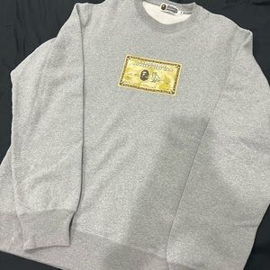 BAPE x OVO Card Crewneck Grey XXLarge 100% Authentic Never Worn